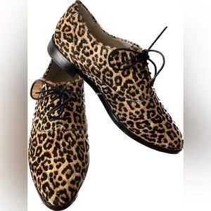 Cole Hahn "Grandseries" genuine calf hair oxford with leopard pattern size 7.
